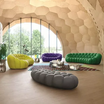 Ткань, футбольный диван в форме шара, дизайнерский диван для гостиной, небольшой блок, изогнутое кресло для отдыха, мебель