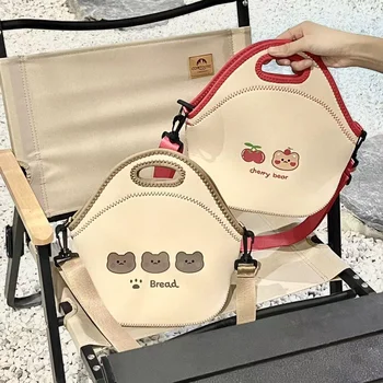Переносная сумка для ланча с мультяшным Медведем, термоизолированный Ланч-бокс, милая мультяшная переносная сумка через плечо