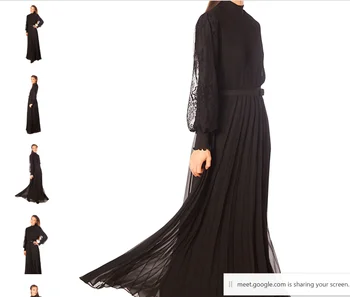 Verngo Скромные Вечерние платья из черного Шифона с высоким воротом и длинными рукавами Кружева Дубай Арабские Женские Вечерние платья для выпускного вечера Vestidos