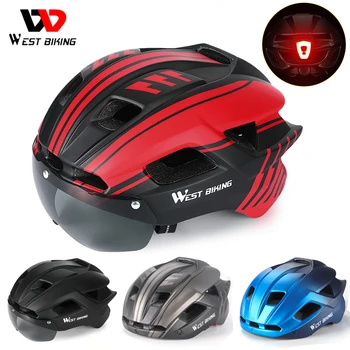 WEST BIKING с задними фонарями, очки, велосипедный шлем, Скутер, MTB, шлем для шоссейного велосипеда, Мужские, женские солнцезащитные очки, Защитная кепка, велосипедное снаряжение