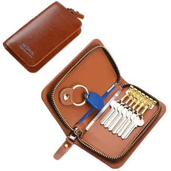 Кожаный чехол-ключница Для мужчин/Женщин, кошелек для ключей, Портмоне, Многофункциональная Модная Ключница, сумка для ключей, Органайзер