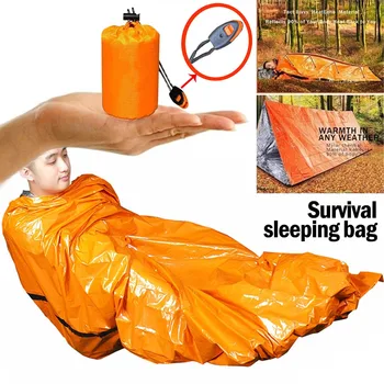 Аварийный спальный мешок для Биви на открытом воздухе, сохраняющий тепло, водонепроницаемый майларовый чехол для оказания первой помощи, снаряжение для выживания в кемпинге