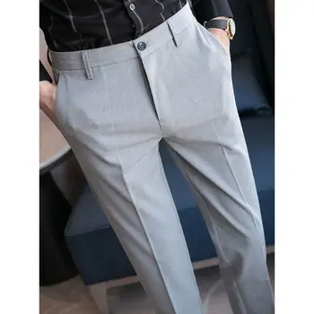 Мужской модный костюм, брюки, Корейские повседневные Длинные брюки, мужской деловой офис, уличная одежда, повседневные Свободные Однотонные брюки A122