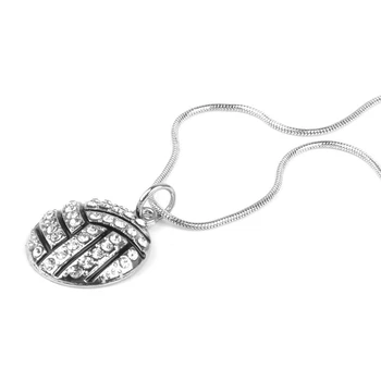 Ожерелье с подвеской в виде волейбольной змеиной цепочки из 2X сплавов и страз черного и серебристого цвета