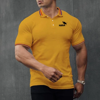 Новые Летние Брендовые Рубашки Поло с вышивкой Для мужчин, Лидер продаж, Высококачественные Мужские Дышащие топы с коротким рукавом, Деловая Повседневная рубашка Поло