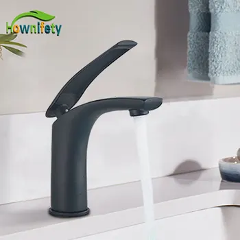 Затемненный смеситель для умывальника для ванной комнаты с креплением на бортике в скандинавском стиле с одной ручкой для горячей и холодной воды Кран-краны