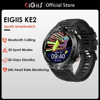 Мужские спортивные смарт-часы EIGIIS с полным сенсорным экраном, звонки по Bluetooth, монитор артериального давления с пользовательским набором, водонепроницаемые мужские умные часы