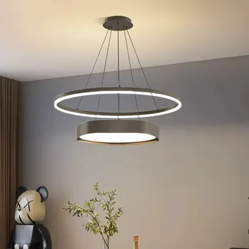 Современный светодиодный круглый подвесной светильник в скандинавском минималистичном черно-белом железном стиле, подвесной светильник для столовой, гостиной, бара, освещения спальни