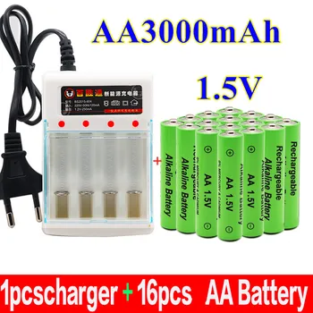 Batería recargable alcalina para lámpara de juguete, pila de 1,5 V, AA, 3000mAh, 1,5 V, 3000mAh, para control remoto, cargador