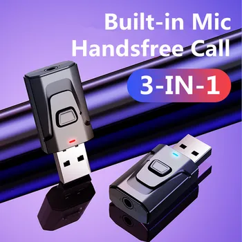 USB Bluetooth Dongle 5,0 Аудиоприемник Передатчик 3,5 мм AUX Разъем Стерео Беспроводной Адаптер для Автомобильного ПК ТВ Наушники Plug & Play