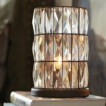 Настольная лампа из американского хрусталя, роскошное новое высококачественное украшение, прикроватная лампа в стиле ретро для спальни с теплым освещением