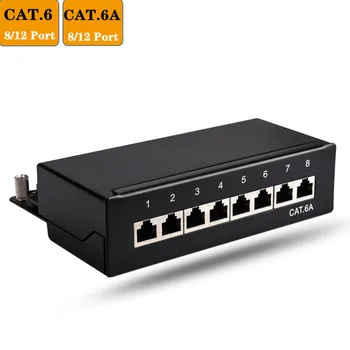 Cat6 Cat6A 8/12-портовая Мини-Настольная Коммутационная панель С экранированием Доступна Для Настенного монтажа Сетевой разъем для подключения компьютера RJ45 Keystone Jack