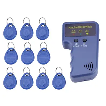 Портативный RFID-сканер с частотой 125 кГц, Копировальный аппарат, считыватель-дубликатор с 10шт T5577, Идентификационные метки Writalbe, Брелок, карточка-жетон-бирка