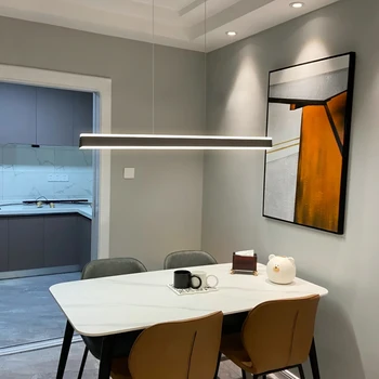 Легкая роскошная люстра современная минималистичная лампа для столовой с длинной полосой, обеденный стол, барная стойка, студийная люстра скандинавского дизайна