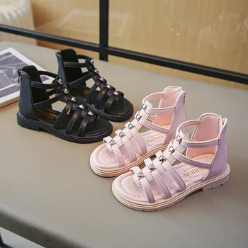 Сандалии для девочек, летние новые модные туфли принцессы, мягкая подошва, удобная обувь для девочек, детские сандалии для девочек
