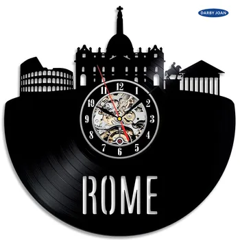 Рим Сити Виниловые часы ручной работы Настенный декор спальни saat dial vision