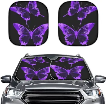 Солнцезащитный козырек с синими бабочками для женщин, стильные аксессуары для оформления интерьера автомобиля, складное лобовое стекло автомобиля