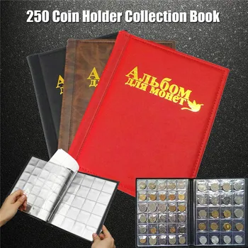 250 штук, Книга для хранения монет, Памятная коллекция монет, Держатель для альбома, Объемная папка для мемориальной коллекции, Карманный Многоцветный