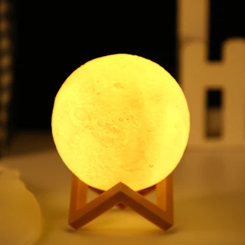 Новая 3D Лунная Лампа СВЕТОДИОДНЫЙ Ночник Батарея 8 см Лунная Лампа Прикроватная Тумбочка для спальни Ночник Декоративная Звездная Лампа Освещение Лунная Лампа