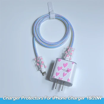 Розовое зарядное Устройство love heart Протектор Силиконовый Мягкий Пылезащитный Шнур для iPhone 14 Plus Pro 18 Вт/20 Вт Кабель Зарядного Устройства US Adapter