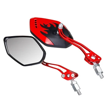 2ШТ Диаметр винта 10 мм / 8 мм Боковые зеркала для вращения мотоцикла, скутера, Зеркала заднего вида мотоцикла, Красный