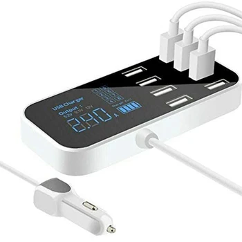 Быстрое автомобильное зарядное устройство A9S 8-портовый Мульти USB ЖК-дисплей Зарядное устройство для телефона Зарядное устройство 12V USB-концентратор для телефонов Планшетов GPS DVR