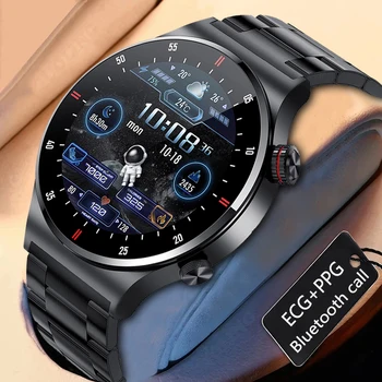 Bluetooth Вызов Смарт-Часы Мужские Спортивные Фитнес-Трекер Водонепроницаемые ЭКГ Смарт-часы с Большим HD-экраном для huawei Xiaomi телефон + коробка 2023