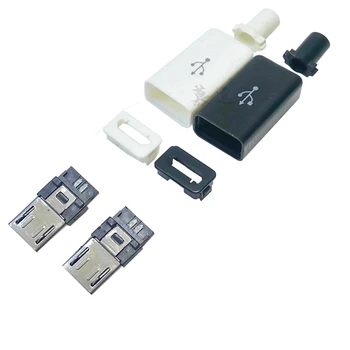 10шт Штекерные Разъемы Micro USB 5PIN Сварочного типа Зарядное Устройство 5P USB-разъем для задней зарядки 4 в 1 Белый Черный