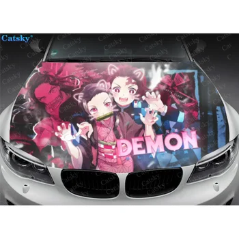 Аниме Demon Slayer Наклейка на капот автомобиля Виниловая наклейка Полноцветная графическая наклейка на автомобиль Пользовательское изображение Подходит для любого автомобиля