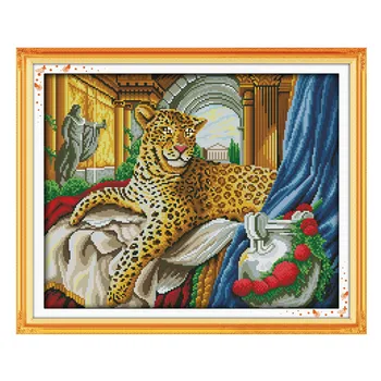 Леопардовый набор для вышивания крестиком 14 карат 11 карат предварительно проштампованный холст для вышивания крестиком любитель животных вышивка DIY ручной работы рукоделие