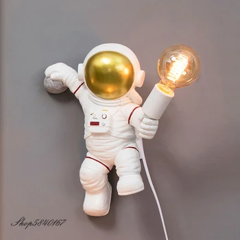 Настенный светильник Space Man, украшение гостиной, настенное бра Астронавта, креативный настенный светильник из смолы, Лофт, спальня, настенный светильник в стиле арт-деко
