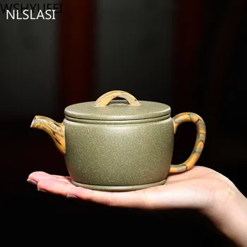 Чайник Yixing Аутентичные чайники с фильтром из фиолетовой глины, чайник для красоты, Чайный набор из сырой руды, Зеленая глина, Чайный набор ручной работы, Индивидуальные 220 мл
