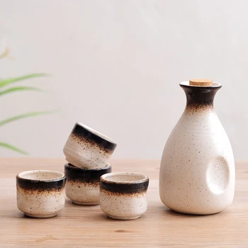 Керамический диспенсер для саке в японском стиле, горшок для ликера, набор чашек для белого вина, бытовая высокотемпературная барная посуда со сливками, чаша для вина