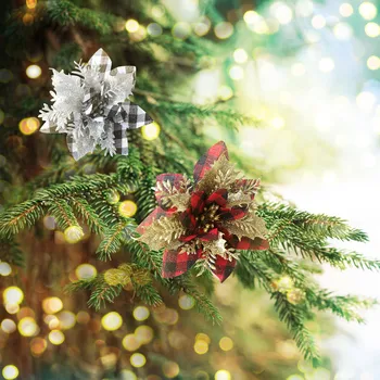 Рождественские искусственные цветы, украшения для Рождественской елки, Гирлянда для домашней вечеринки, Украшения для рождественских поделок, Деревянные цветы #50 г