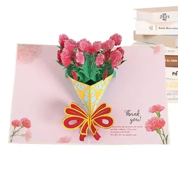 Всплывающий букет цветов Ручной работы, 3D Всплывающие цветочные поздравительные открытки на День Святого Валентина, День матери, День Благодарения