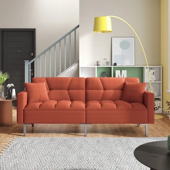 Диван-футон с льняной обивкой, современный раскладной диван-футон-кровать для компактного жилого пространства, квартиры, общежития