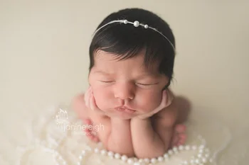 Yundfly Бутик Детская жемчужная повязка на голову Новорожденный ручной работы конопляная повязка для волос реквизит для фотосессии малышей