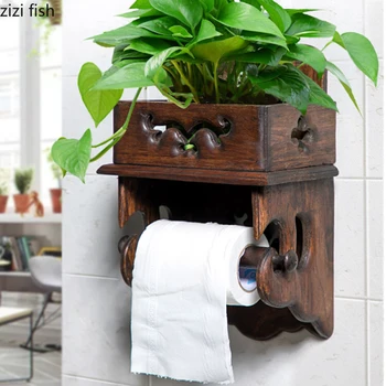 Деревянный держатель для бумажных полотенец, Стеллаж для хранения туалетной бумаги, коробка для салфеток, Настенный контейнер для хранения Creative Home, Полка для ванной комнаты