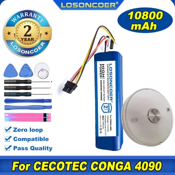 100% Оригинальный аккумулятор LOSONCOER 10800 мАч для аксессуаров для робота-пылесоса CECOTEC CONGA 4090 Аккумулятор