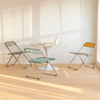 Современный Простой и прозрачный стул для отдыха, Скандинавский Складной обеденный стул для знаменитостей, Акриловый стул для макияжа со спинкой