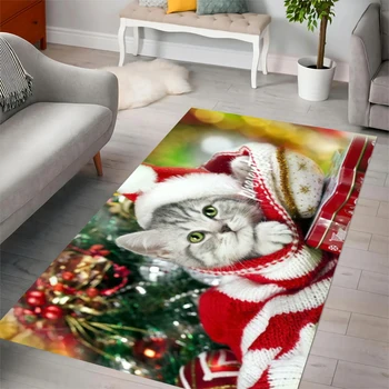 Фланелевый ковер с животными CLOOCL, 3D-принт с рисунком рождественского кота, нескользящий коврик для ванной комнаты и гостиной в стиле Каваи