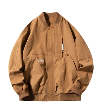 Пальто для инструментов, мужская весенне-осенняя винтажная бейсбольная куртка с воротником, Корейская версия, Красивая повседневная ветрозащитная Мужская одежда с большим карманом