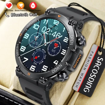 Смарт-часы SACOSDING Новые 1,39-дюймовые мужские часы для звонков по Bluetooth, спортивный фитнес-трекер, кардиомонитор, умные часы для Android IOS