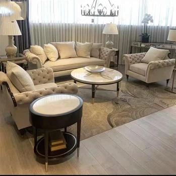 Тот же стиль Meijia, современный легкий роскошный американский диван из массива дерева, тканевая дуга, элитная мебель для гостиной