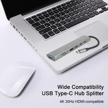 Прочный USB-Концентратор Адаптер Из алюминиевого Сплава 4K 30Hz HDMI-совместимый Порт Расширения Быстрое Чтение Запись USB Type-C Концентратор Расширитель