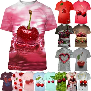2022 Новая забавная футболка с 3D-принтом Fruit Cherry, повседневная футболка с 3D-принтом, Унисекс, модная футболка в стиле Харадзюку