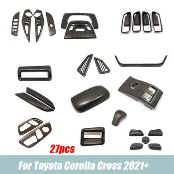 Для Toyota Corolla Cross SUV 2021 2022 LHD Деревянная Регулировка Автокресла Стеклянный Подъем Дверной Чаши Крышка Вентиляционного Отверстия Отделка Наклейки Аксессуары
