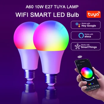 RGB Лампа Tuya Smart 110V 220V Wifi Светодиодные Фонари Срок Службы Лампы Приложение Управление Светодиодной Лампой Работает с Яндексом Google Home Alexa E27 Светодиодная лампа