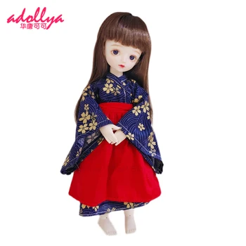 Аксессуары для куклы Adollya BJD, верхняя одежда для куклы, синий халат с широкими рукавами, красный фартук и носки, подходящие для кукол 1/6 размера.