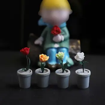 Милые имитированные мини-растения Подарок для детей Кукольный домик Цветок Миниатюрный Реалистичный Развлекательный Образовательный Кукольный домик Цветочный горшок